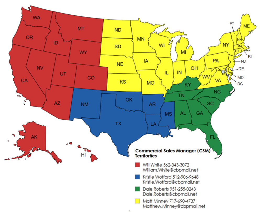 Commercial Sales Manager (CSM) Territories