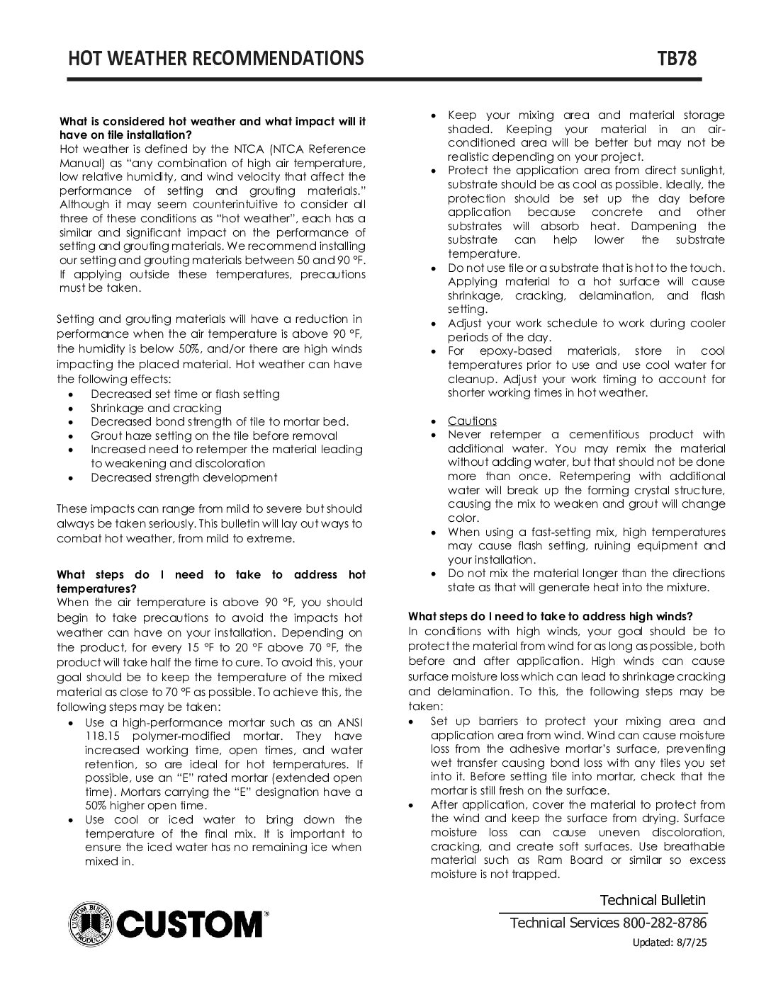 TB78 – Extreme Weather Grouting